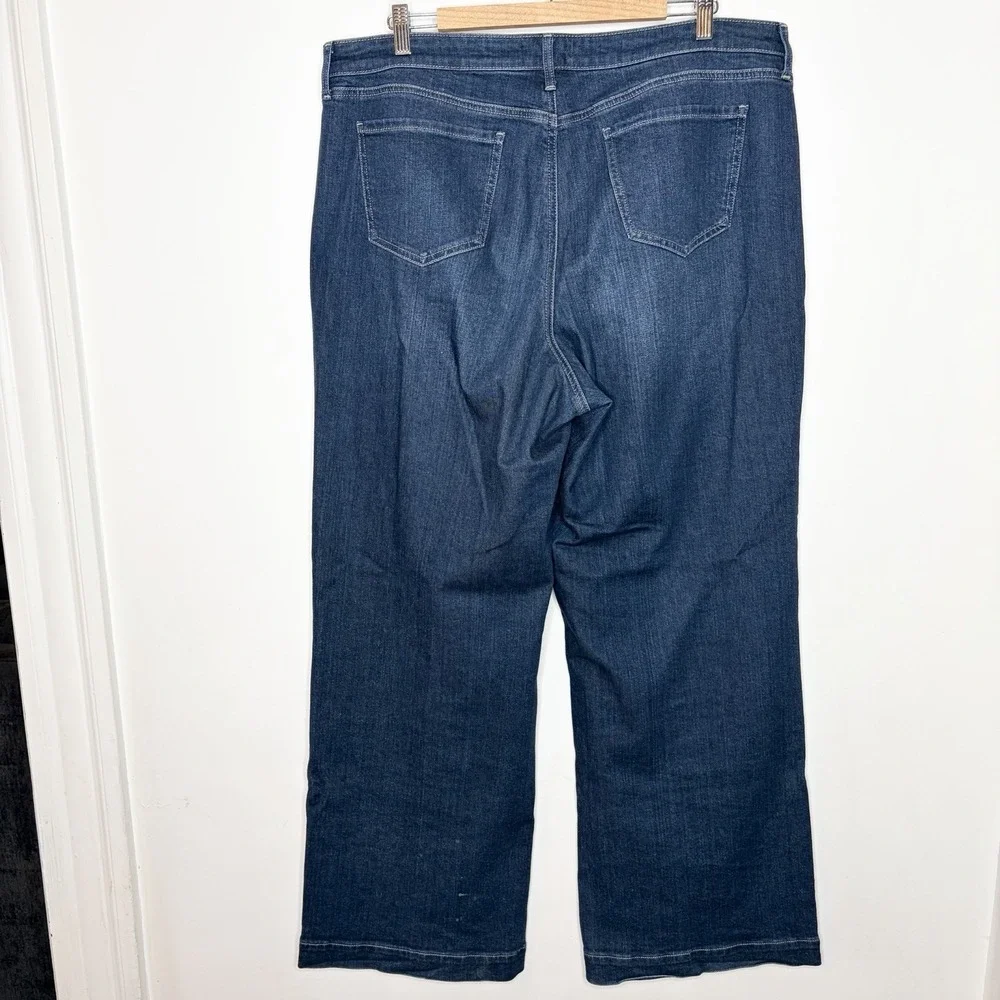 NYDJ Teresa Wide Leg Jeans Womens Size 16 Dark Wash Blue Mid Rise Stretch